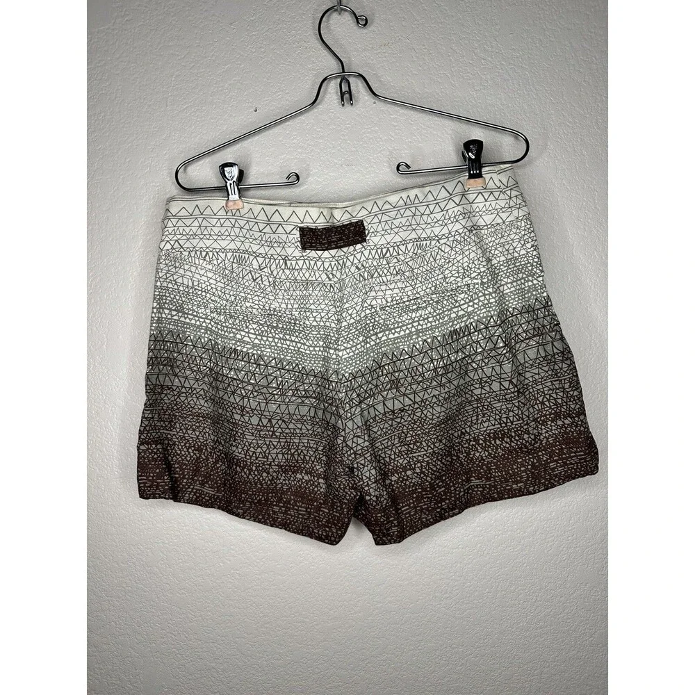 Anthropologie Coquille Ombré Scribble Short sz 4 Beige Brown Pleated Linen Blend - Picture 6 of 11